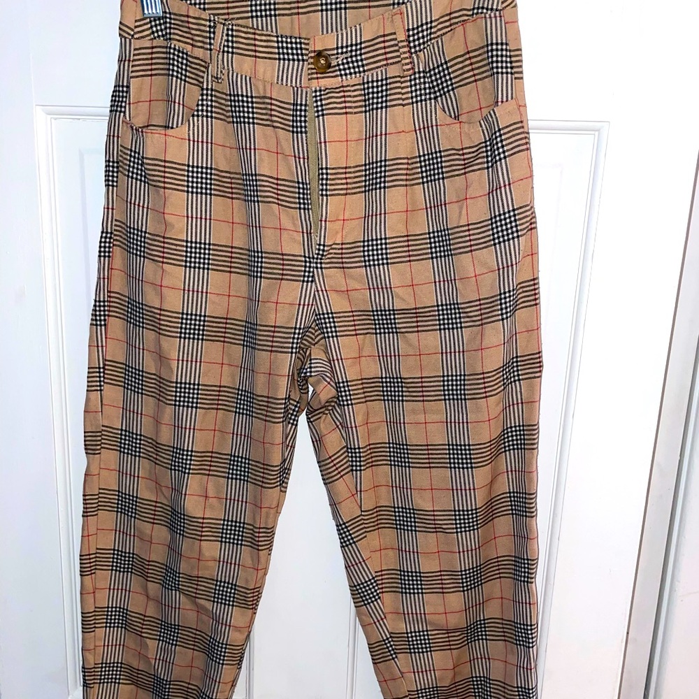 Custom Plaid Amsterdam Style Trousers (Size 6)